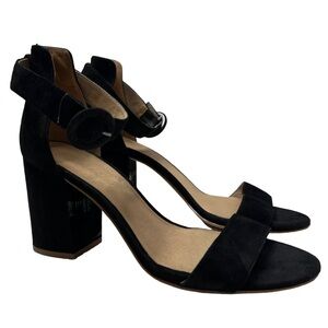 Madewell Regina Black Ankle Strap Suede Heeled Sandals Women’s Size 6.5